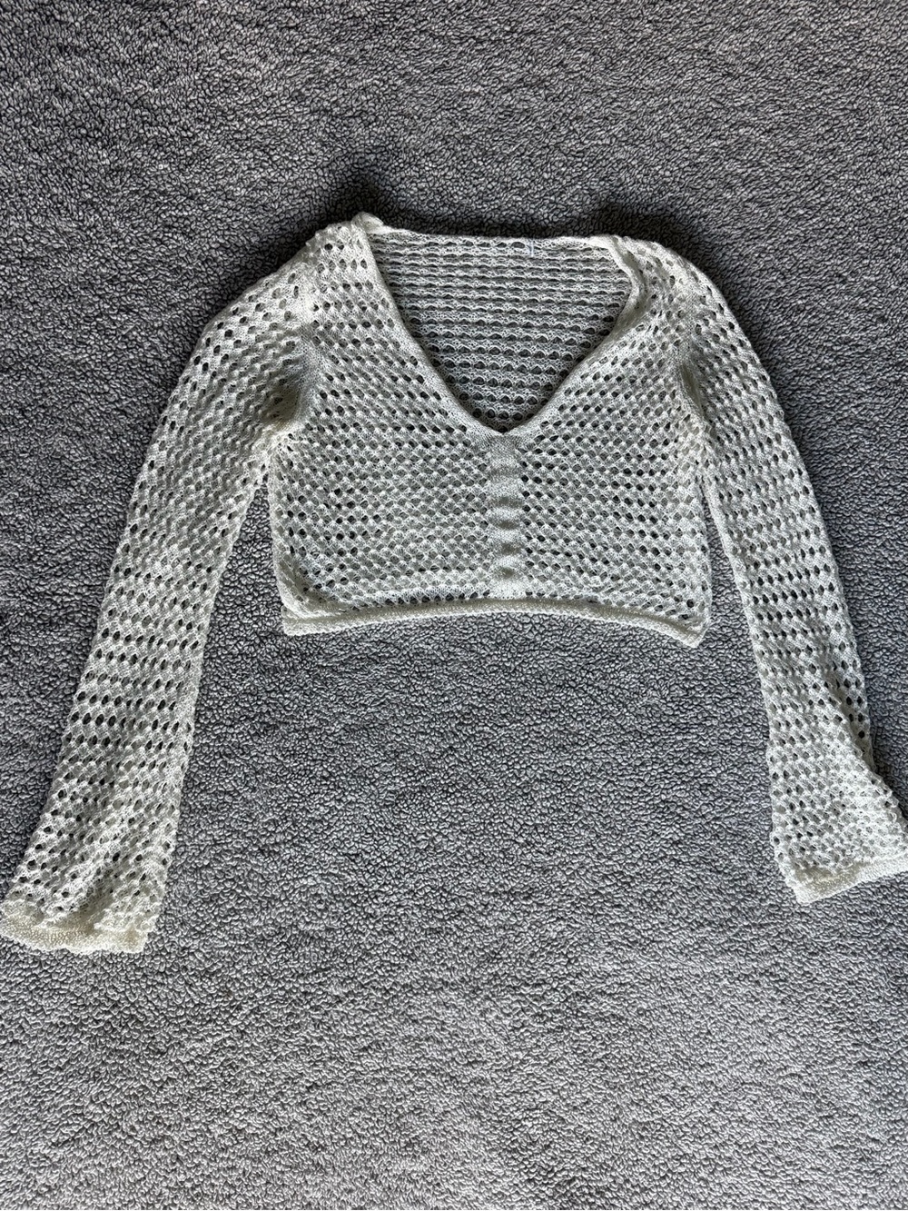 Crocheted white cropped cover-up